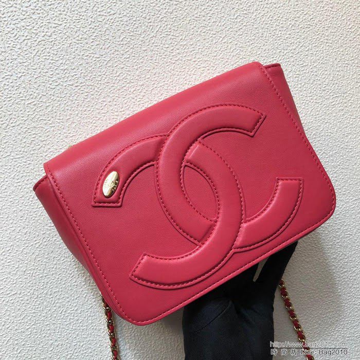 CHANEL香奈兒 独家背景实拍 Chane1 OHANEL 2019最新款口盖包 进口小羊皮 内里搭配牛仔布 可单肩可斜挎  Cco1135